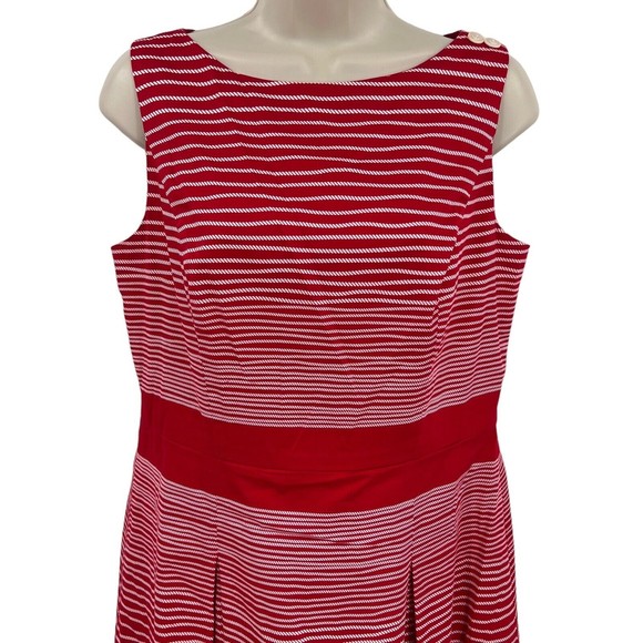 Talbots Dress 8 Medium Fit Flare Red White Stripe Sailor Nautical Cotton $179 - Picture 4 of 7